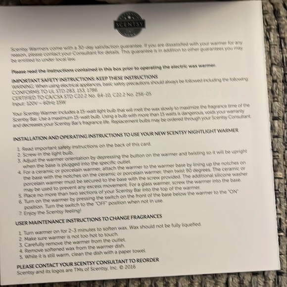 Scentsy white etched core mini plug in New in Box - Picture 5 of 7